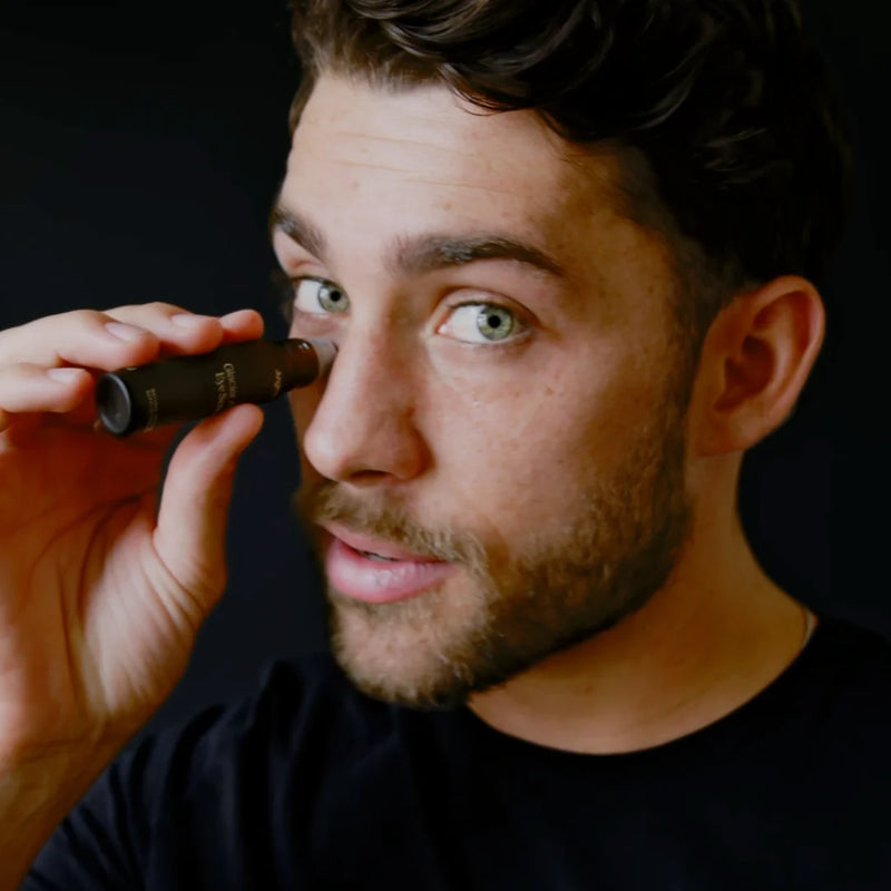 Place the roll-on at a 45-degree angle under the eye.